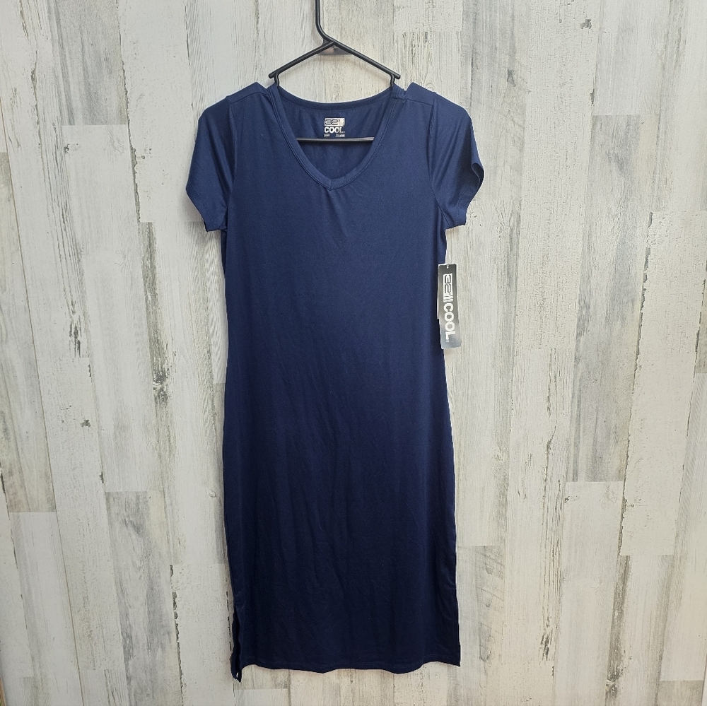 New 32 Degrees Cool Navy Blue Short Sleeve Tshirt Dress Size XS